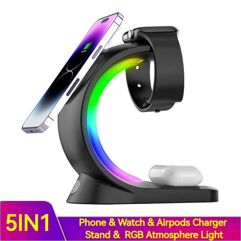 Fast Magnetic Wireless Charger with RGB Lamp Effect