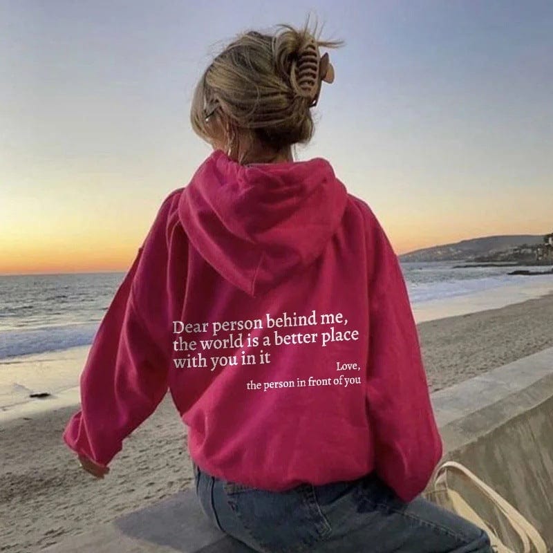 Women’s Plush Letter Printed Hoodie.