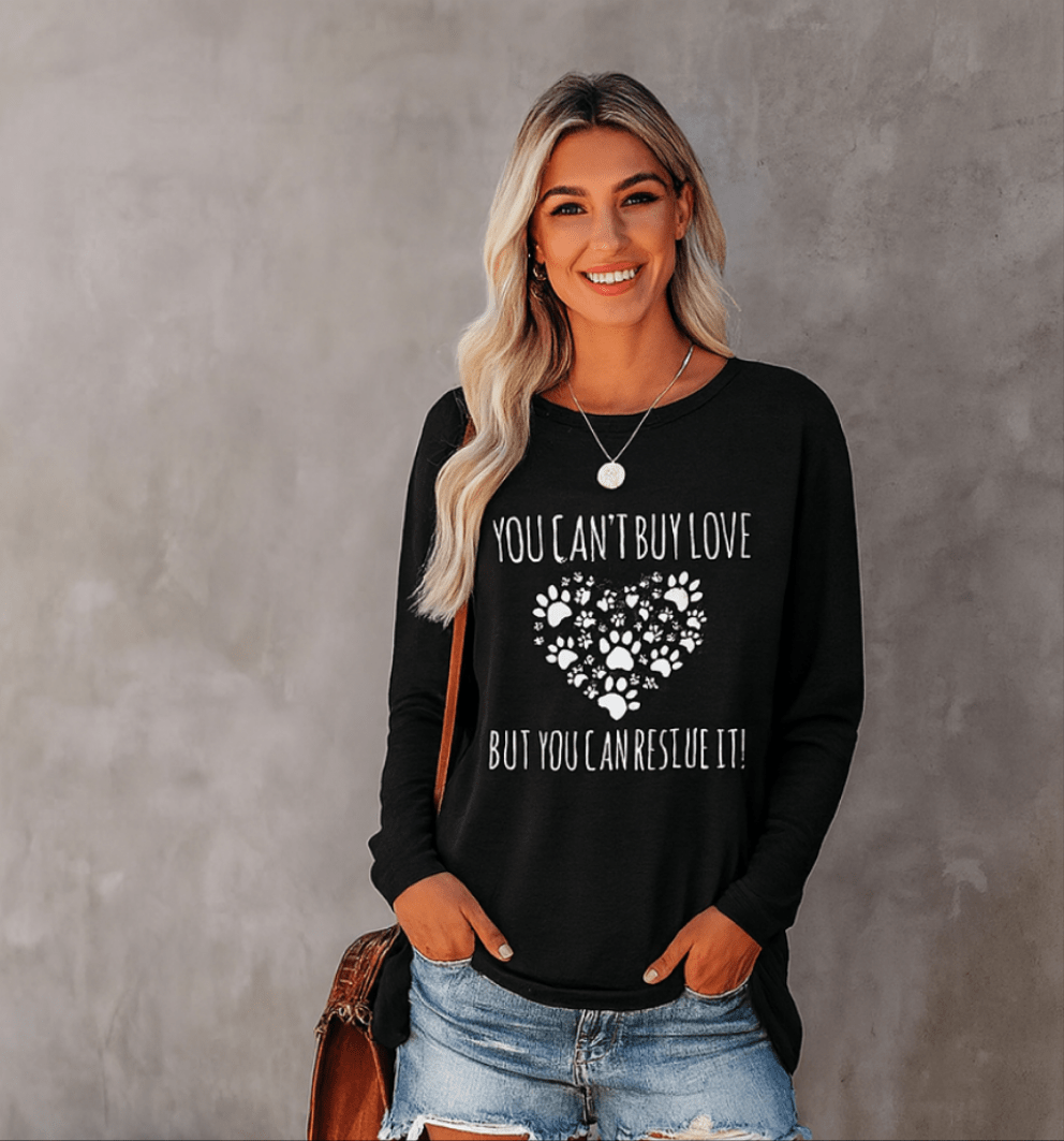 Women’s Paw Print Long Sleeve Casual Tee
