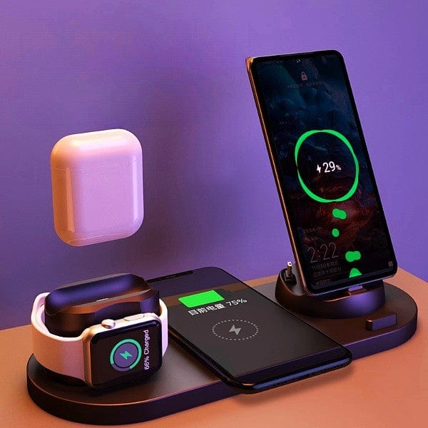 6-in-1 Wireless Charging Dock Station – Fast Charger Pad for iPhone, Apple Watch & AirPods