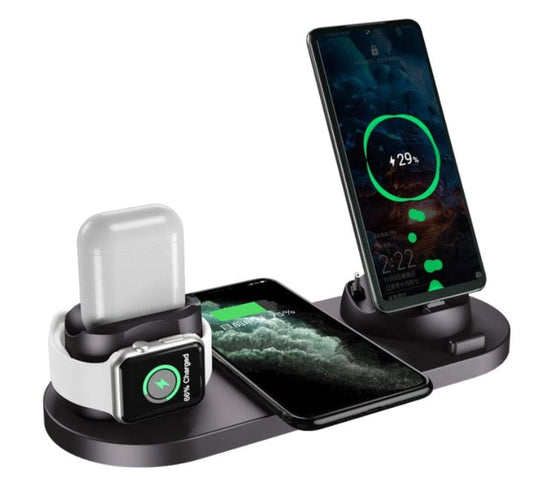 6-in-1 Wireless Charging Dock Station – Fast Charger Pad for iPhone, Apple Watch & AirPods