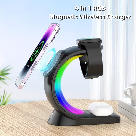 Fast Magnetic Wireless Charger with RGB Lamp Effect