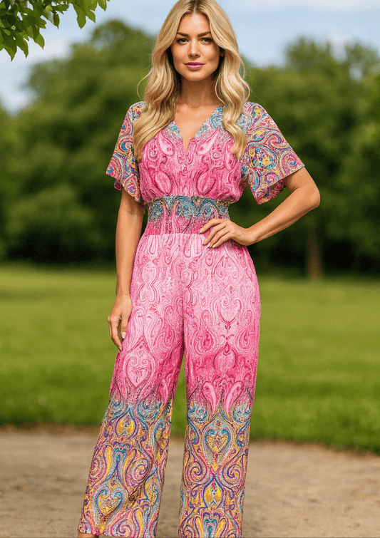 🌸 Women’s Casual V-Neck Jumpsuit – Multicolor, European & American Style, Spring & Summer Outfit 🌸