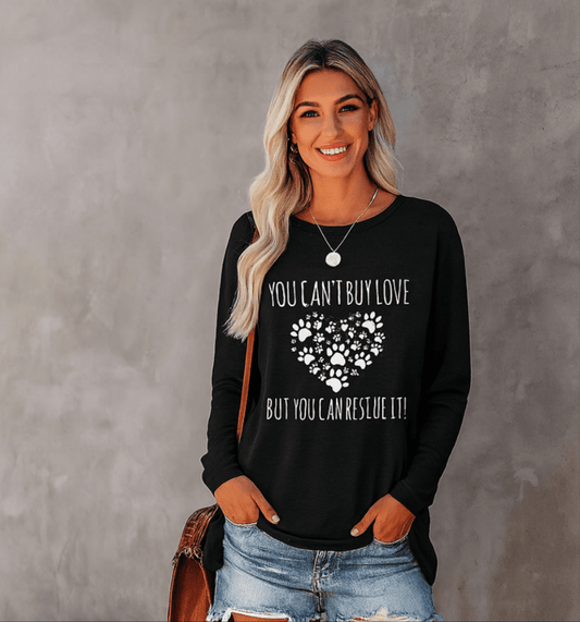 Women’s Paw Print Long Sleeve Casual Tee