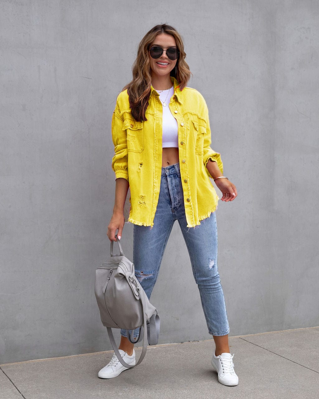 Women's Ripped Shirt jacket  Casual Tops