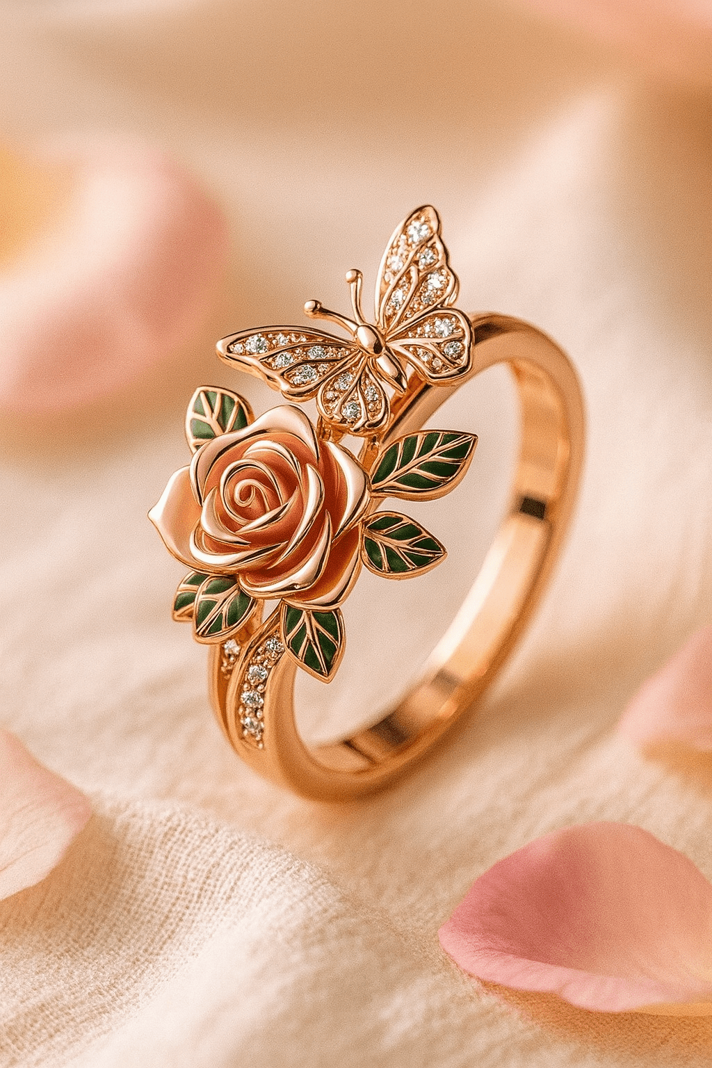 Fairy Style Rose Ring – Dripping Oil Alloy Jewelry