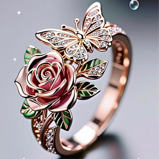 Fairy Style Rose Ring – Dripping Oil Alloy Jewelry